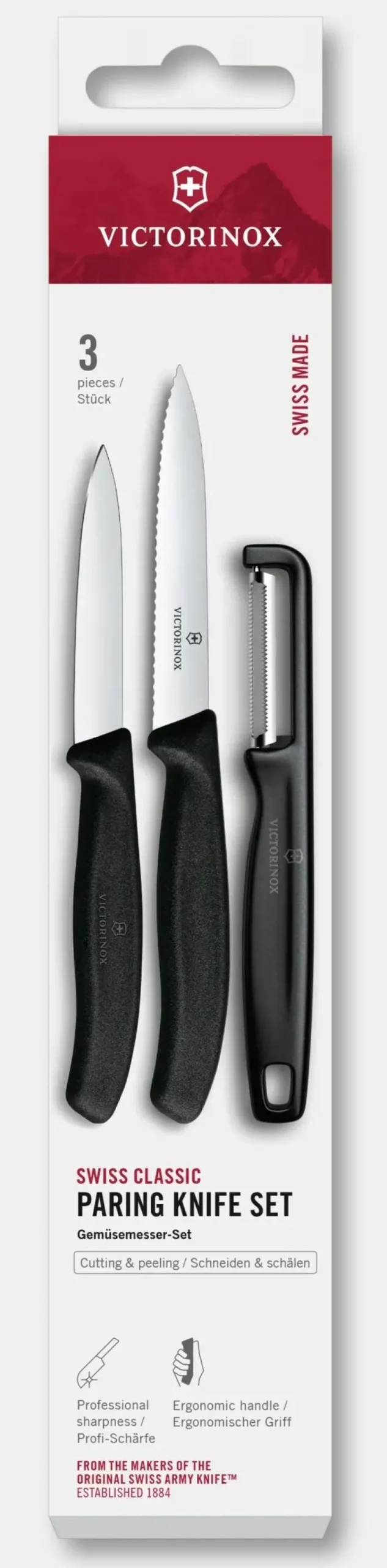 Sale Swiss Classic Gemüsemesser-Set mit geradem Schäler, 3-teilig Gemüsemesser|Aufbewahrung Und Sets